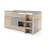 Deine Möbel 24 Funktionsbett Grau, Eiche, 5 Schubladen, 90x200 cm, Kinder- & Jugendzimmer, Kindermöbel, Kinderbetten, Hochbetten