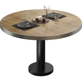 GGM Möbel BML | Bistro Loungetisch | Ø:H 80 x 38,5 cm | Eiche / Schwarz