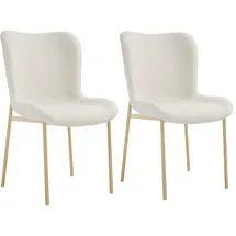 Tectake tectake® Polsterstuhl Tessa 2er SetBouclé weiß/gold