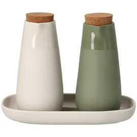 räder Cucina Italiana Menage-Set 3-teiliges Set aus Steinzeug Ölspender Beige/Grün
