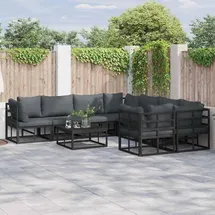 vidaXL Garten-Lounge-Set 8-tlg. schwarz