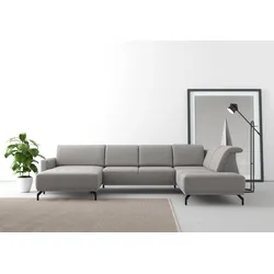 Wohnlandschaft SIT & MORE "Bailando U-Form", grau, B:337cm H:84cm T:205cm, Sofas, wahlweise mit Kopfteilverstellung und Vorziehsitz, motorisch