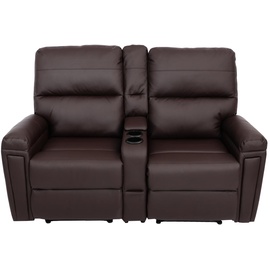 Mendler 2er Kinosessel HWC-K17, Relaxsessel Fernsehsessel Sofa, Nosagfederung Getränkehalter Fach ~ Kunstleder braun