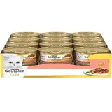 Purina Gourmet Gold Delizie in Sauce, Nassfutter für Katzen mit Lachs, 24 Dosen à 85 g
