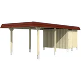 SKANHOLZ Carport Wendland 3,62 x 8,70 m weiß mit Abstellraum und EPDM-Dach