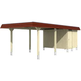 SKANHOLZ Carport Wendland 3,62 x 8,70 m weiß mit Abstellraum und EPDM-Dach