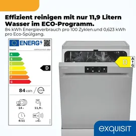 Exquisit GSP59114-451D Geschirrspüler (freistehend, 598 mm, Silber)