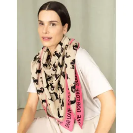 Zwillingsherz Dreieckstuch ZWILLINGSHERZ "Süßer Dackel", Damen, beige pink, Strick, Baumwollmischung, gemustert, mehrfarbig, Modetücher, Tiermotiv, Schriftzug, wärmend, Strick