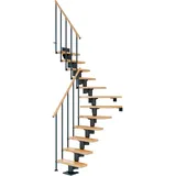 DOLLE Mittelholmtreppe Dublin eichenholz, 12 Stufen: bis 292cm Raumhöhe - grau