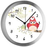 CreaDesign Funkwanduhr Funkuhr, Kinder Wanduhr, Kinderuhr, Kinderzimmer Eule Mama (geräuscharmes Uhrwerk) bunt