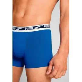 Puma Boxershorts PUMA "PUMA MEN EVERYDAY MULTI LOGO BOXERS 2P", Herren, Gr. XL, blau (blau combo), Single Jersey, Obermaterial: 95% Baumwolle, 5% Elasthan, körpernah, Unterhosen, Komfortabler Logobund
