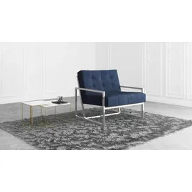 s-style möbel Loungesessel Mit Silber, Metall Füßen, Blau Samtstoff