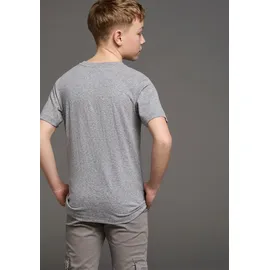 Kidsworld T-Shirt "ER WARS", Mädchen, Gr. 164/170, grau (graumeliert), Jersey, Obermaterial: 50% Baumwolle, 38% Polyester, 12% Viskose, bedruckt, Basic, Rundhals, Shirts T-Shirt, Langarm, Basic-Passform, trendiger Print, Rundhalsausschnitt
