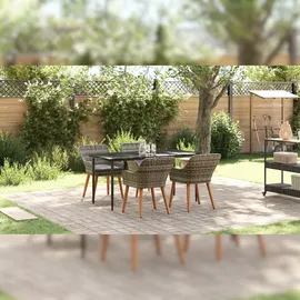 vidaXL 5-teiliges Garten Essset Grau Poly Rattan