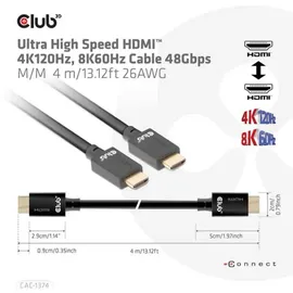 Club 3D HDMI-Kabel 4,00 m Schwarz/Grau