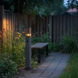 QAZQA Außenleuchte silber 80 cm IP44 mit Steckdose und Bewegungssensor