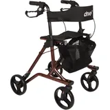 DRIVE Torro Leichtgewicht Rollator mit Tasche und Rückengurt rot