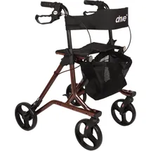 DRIVE Torro Leichtgewicht Rollator mit Tasche und Rückengurt rot