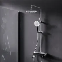 AM.PM Duschsystem Regendusche mit Thermostat 38°C Edelstahl Duscharmatur Set, Duschsäule Regendusche, inkl. verstellbar Duschstange Handbrause F07XB300