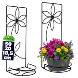 KADAX Pflanzenhänger, Blumentopfhalter aus Stahl, Blumenhänger, Wandgitter, Blumenregal für Innen, Pflanzen, Blumenhalter, Pflanzenregal, Wandhalterung, Deko, schwarz (Blume)