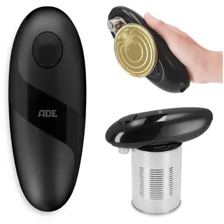 ADE Elektrischer Dosenöffner, praktischer Deckelöffner mit Magnet und Haken, perfekt für Senioren, einhändige Bedienung, ohne scharfe Kanten schwarz
