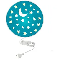 MeineWunschleuchte Kinderzimmer Wandlampe Mond Sterne Blaugrün, mit Schalter, Ø