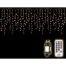salcar 5m LED Lichtervorhang Außen, Eisregen Lichterkette mit Fernbedienung und Timer, Weihnachtsbeleuchtung Innen Fenster 8 Modi, Warmweiß