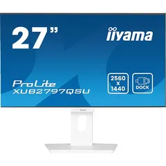 IIYAMA iiyama ProLite XUB2797QSU-W2 68,6cm 27" IPS LED-Monitor WQHD 100Hz HDMI DP USB3.2 Höhenverstellung Pivot Adaptive Sync weiß 27 Zoll QHD Business Monitor (1 ms Reaktionszeit, 100 Hz)