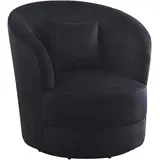 Atlantic Home Collection Drehsessel Colin Samtvelours 84 x 84 x 85 cm Schwarz mit Zierkissen