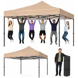 Aoxun Faltpavillon 3x3 wasserdicht stabil mit 4 Sandsäcke, Pop Up Pavillon Gartenpavillon Partyzelt faltbar Pavillion klappbar Anti-UV Inkl. Tasche mit Rollen für Garten, Innenhof,Hochzeiten, Beige