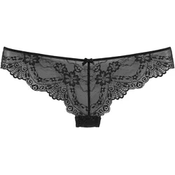 String LASCANA "Melissa", Damen, Gr. 44/46, schwarz, Microtouch, Spitze, Obermaterial: 90% Polyamid, 10% Elasthan, körpernah, Unterhosen, rundherum aus dezent transparenter Spitze