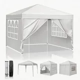 BreezTerra Pavillon 3x3 m,Faltpavillon Wasserdicht Windfest UV 50+ Sonnenschutz, mit 4 Seitenwände,Höhenverstellbare, Stabil Gartenzelt Partyzelt für Garten, Party, Terrasse,Camping Weiß