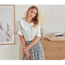 Tchibo - Bluse mit Kragen - Damen - Gr. 36 - weiß