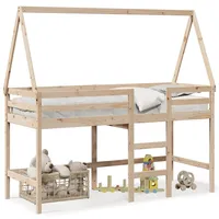 VidaXL Hochbett mit Leiter und Dach 80x200 cm Massivholz