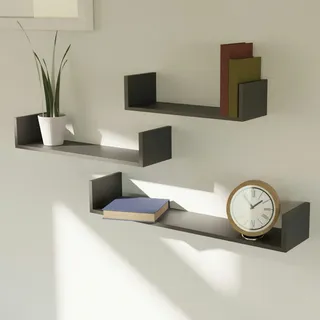 Mojawo 3er Wandregal Bücherregal CD Board Schweberegal MDF B30/45/60cm