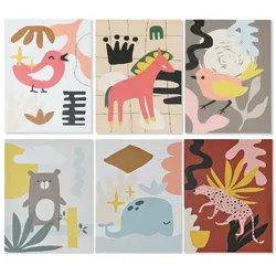 Bild DKD Home Decor Animals Leinwand Für Kinder tiere (30 x 1,8 x 40 cm) (6 Stück)