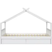 VitaliSpa Hausbett Design Weiß 90x200 cm mit 2 Schubladen