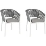 BIZZOTTO Gartenstühle 2er Set FLORENCIA, stapelbar, Weiß - Hellgrau - Aluminiumgestell - mit Sitzkissen - stapelbar - 2er Set