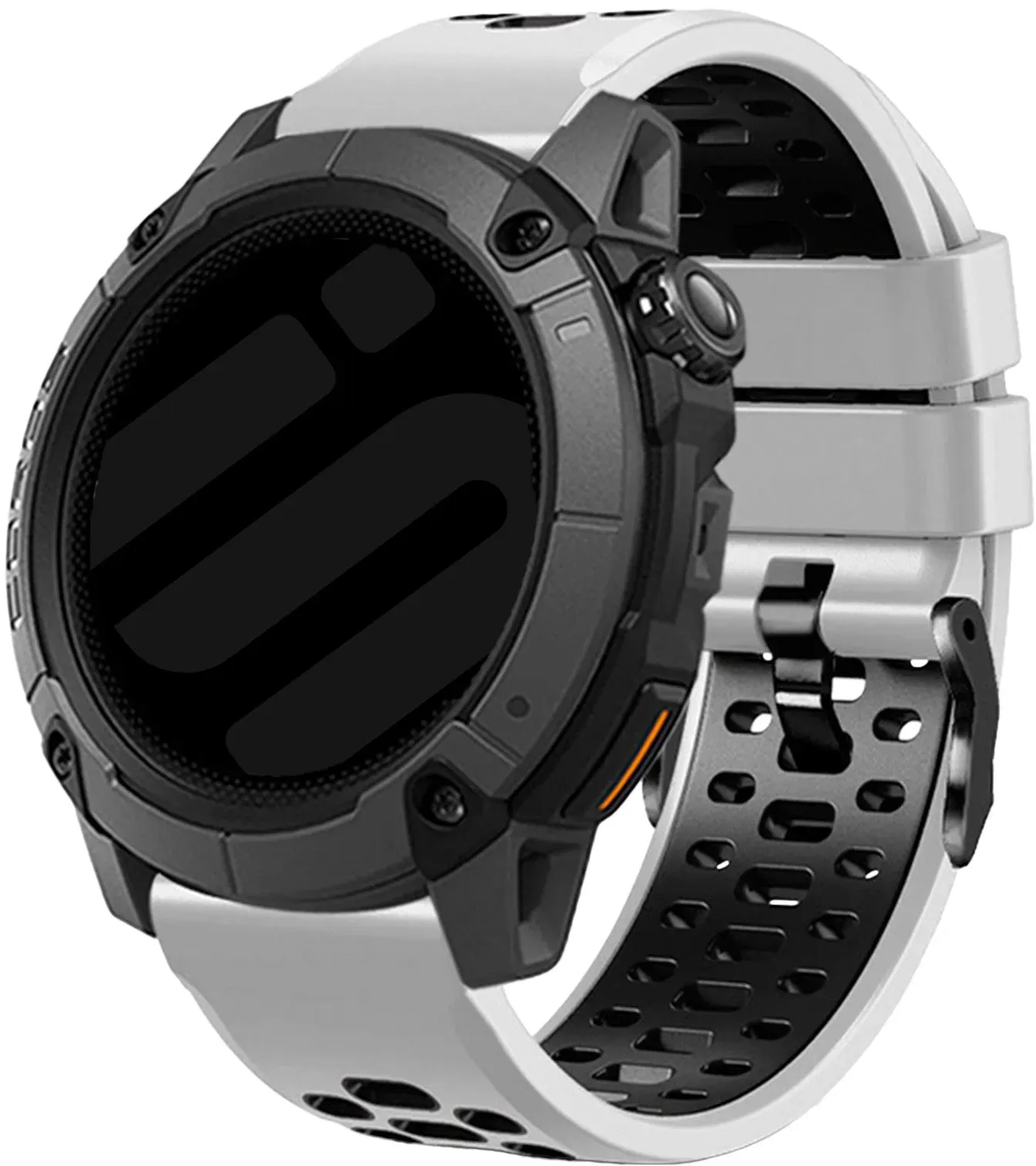 Strap-it Mobvoi TicWatch Pro 5 Enduro Armband Silikon 'Sport' für Mobvoi TicWatch Pro 5 Enduro - Weiß/Schwarz - Schnallenverschluss