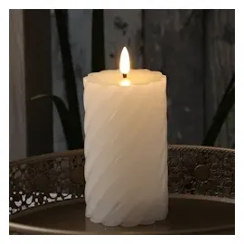 MARELIDA Twist LED Stumpenkerze 15 cm weiß
