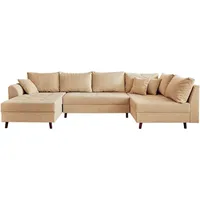 Lisa Design Rune, Wohnlandschaft rechts, 7-Sitzer, aus Cord , Beige - Beige