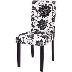 Esszimmerstuhl Littau, Küchenstuhl Stuhl, Stoff/Textil ~ jacquard schwarz, dunkle Beine