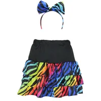 Foxxeo bunter 80er Jahre neon Rock und Haarschmuck für Damen Kostüm - Größe S-XXL - Fasching Karneval 80s, Größe:L