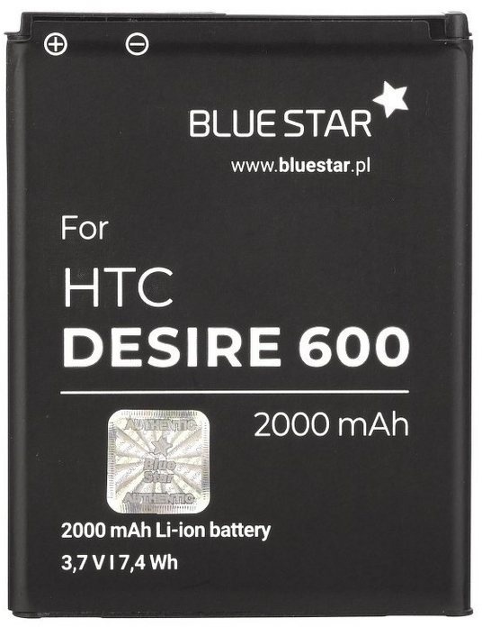 BlueStar Bluestar Akku Ersatz kompatibel mit HTC Desire 600 606t 606w 608 608t 2000 mAh Batterie Handy Acuu PREMIUM BO47100 35H00209-04M Smartphone-Akku
