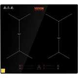 VEVOR Induktionskochplatte Induktionskochfeld 6800 W, 4 Platten Induktionskochplatte Touchscreen 9 Heizstufen, Eingebauter Induktionsherd Kochfeld Automatischer Abschaltung & Kindersicherung