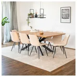 Home Deluxe Essgruppe Eckig AVENCIA inkl. Sternfuß - 200 x 120 cm Light Oak, (9-tlg) beige