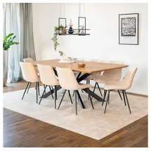 Home Deluxe Essgruppe Eckig AVENCIA inkl. Sternfuß - 200 x 120 cm Light Oak, (9-tlg) beige
