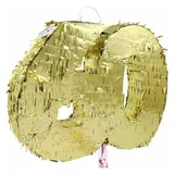 GoDan Piñata Nummer 60, Metallic, Goldfolie, 50x50cm (1 Stk.)