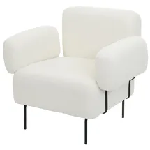 Mendler Lounge-Sessel HWC-L83b Bouclé 88 x 78 x 76 cm creme-weiß mit Fernbedienung