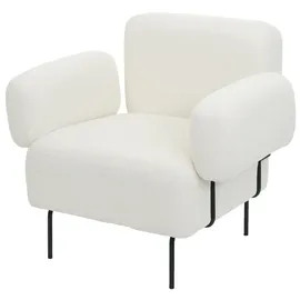 Mendler Lounge-Sessel HWC-L83b Bouclé 88 x 78 x 76 cm creme-weiß mit Fernbedienung